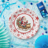 メリークリスマスサンタスレル ペーパープレート (パーティー)