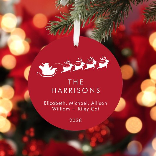 メリークリスマスサンタスレーパーソナライズされたグ赤 メタルオーナメント