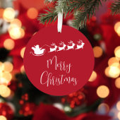 メリークリスマスサンタスレーパーソナライズされたグ赤 メタルオーナメント