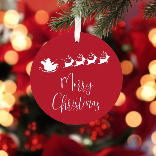メリークリスマスサンタスレーパーソナライズされたグ赤 メタルオーナメント