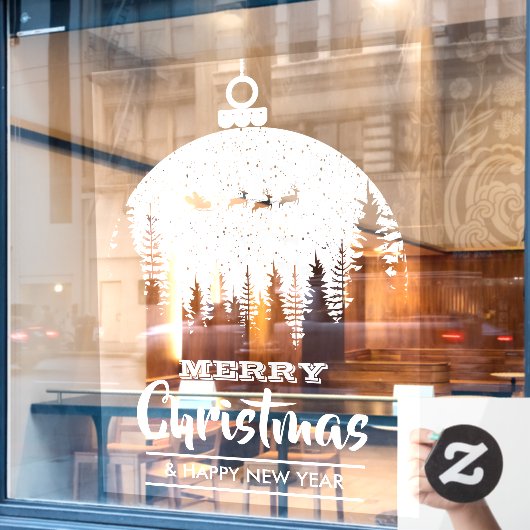 メリークリスマスサンタズスソリオーナメントホリデー ウィンドウサイン (カフェ窓)