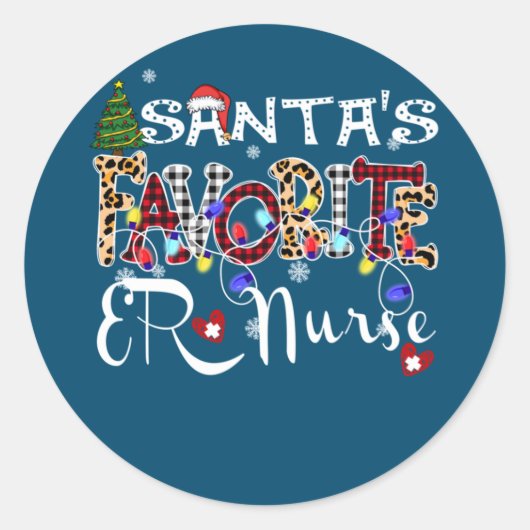 メリークリスマスサンタズERお気に入りのナースクリスマス ラウンドシール (正面)
