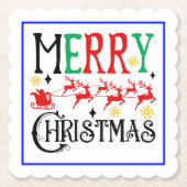 メリークリスマスサンタソリ–61049 Tシャツフード付きスウェットシャツ ペーパーコースター (正面)