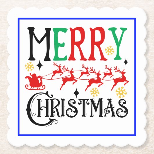 メリークリスマスサンタソリ–61049 Tシャツフード付きスウェットシャツ ペーパーコースター (正面)