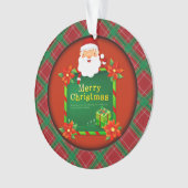 メリークリスマスサンタタータンチェックプレイド オーナメント (正面)