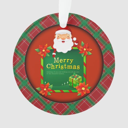 メリークリスマスサンタタータンチェックプレイド オーナメント (正面)