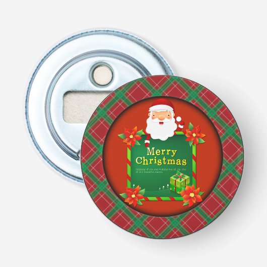 メリークリスマスサンタタータンチェックプレイド 栓抜き (正面)