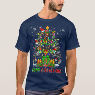 メリークリスマスサンタダートバイククリスマスツリーライトP Tシャツ