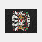 メリークリスマスサンタチキンズおもしろいラバーファームAn フリースブランケット (正面(横))