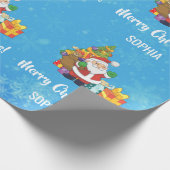 メリークリスマスサンタツリーギフトのパーソナライズ名 ラッピングペーパー (角)