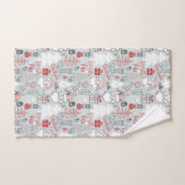 メリークリスマスサンタツリーハンドドロッドパターンセージ バスタオルセット (ハンドタオル)