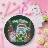 メリークリスマスサンタテディ ペーパープレート (パーティー)