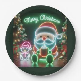 メリークリスマスサンタテディ ペーパープレート