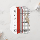 メリークリスマスサンタディアPlaidフラットグリーティングカード カード (正面/裏面インサイチュ)
