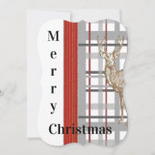 メリークリスマスサンタディアPlaidフラットグリーティングカード カード (正面)