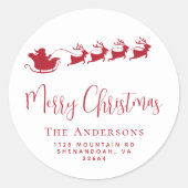 メリークリスマスサンタトインデア差出人住所 ラウンドシール (正面)
