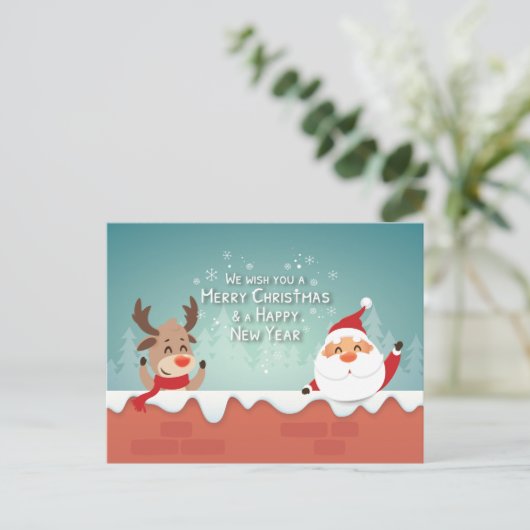 メリークリスマスサンタトナカイ一家 シーズンポストカード (スタンド正面)