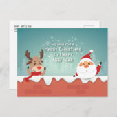 メリークリスマスサンタトナカイ一家 シーズンポストカード (正面/裏面)