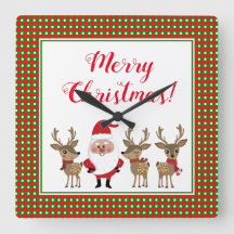 メリークリスマスサンタトナカイ赤緑の格子縞 