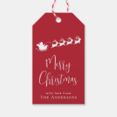 メリークリスマスサンタトナカイ赤 ギフトタグ (正面)