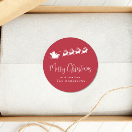 メリークリスマスサンタトナカイ赤 ラウンドシール