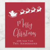 メリークリスマスサンタトナカイ赤 ワインラベル (シングルラベル)