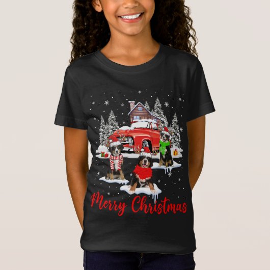 メリークリスマスサンタトナディアベルネーズマウンテンWi Tシャツ (正面)