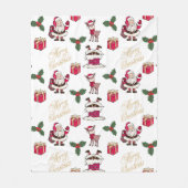 メリークリスマスサンタトナディギフトホリーフリース フリースブランケット (正面)