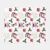 メリークリスマスサンタトナディギフトホリーフリース フリースブランケット (正面(横))