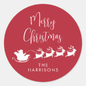 メリークリスマスサンタトナディースリーレッド ラウンドシール (正面)