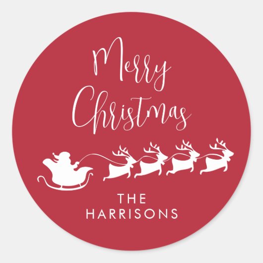 メリークリスマスサンタトナディースリーレッド ラウンドシール (正面)