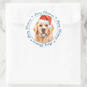 メリークリスマスサンタドッグゴールデンリトリバー ラウンドシール (バッグ)