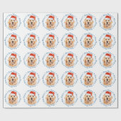 メリークリスマスサンタドッグゴールデンリトリバー ラッピングペーパー (フラット)