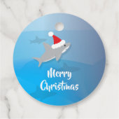 メリークリスマスサンタハットかわいいシャークホリデー フェイバータグ (裏面)
