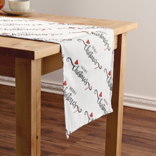 メリークリスマスサンタハットとキャンディーキャン ミディアムテーブルランナー (インサイチュ)
