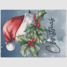 メリークリスマスサンタハットとクリスマスホリー