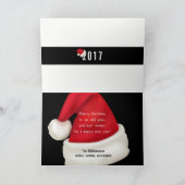 メリークリスマスサンタハットオンブラックカスタム写真 シーズンカード (内部)