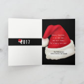 メリークリスマスサンタハットオンブラックフォトカスタム シーズンカード (内部)