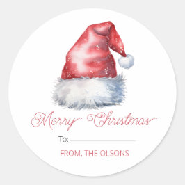 メリークリスマスサンタハットギフトラベルラウンドステッカー ラウンドシール