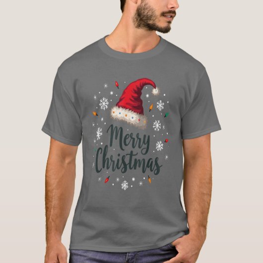 メリークリスマスサンタハットクリスマスファミリーお祝い Tシャツ (正面)