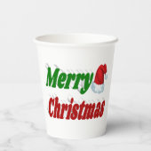 メリークリスマスサンタハットタイポグラフィ 紙コップ (裏面)