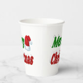 メリークリスマスサンタハットタイポグラフィ 紙コップ (右)