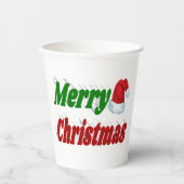 メリークリスマスサンタハットタイポグラフィ 紙コップ (正面)