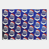 メリークリスマスサンタハットパターン ラッピングペーパーシート (正面3)