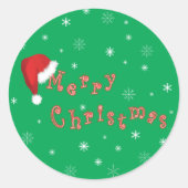 メリークリスマスサンタハットフェスティバルラウンドステッカー ラウンドシール (正面)