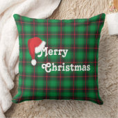 メリークリスマスサンタハットプレイドタータンチェックパターン クッション (ブランケット)