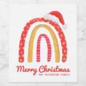 メリークリスマスサンタハットレインボーパーソナライズされた ワインラベル (シングルラベル)