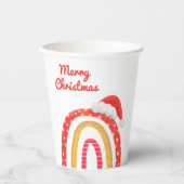 メリークリスマスサンタハットレインボーモダンホリデー 紙コップ (正面)
