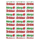 メリークリスマスサンタハットレッドグリーンタイポグラフィ テーブルクロス (正面)