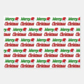 メリークリスマスサンタハットレッドグリーンタイポグラフィ ラッピングペーパーシート (正面3)